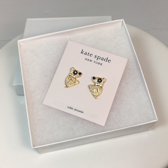 💛NWT KATE SPADE/GOLD MILO DOG EARRINGS W ZIRCONIA - Picture 10 of 15